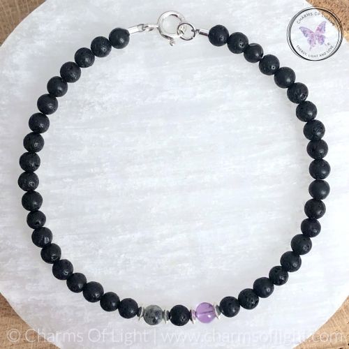 Mens Lava Stone Birthstone Bracelet